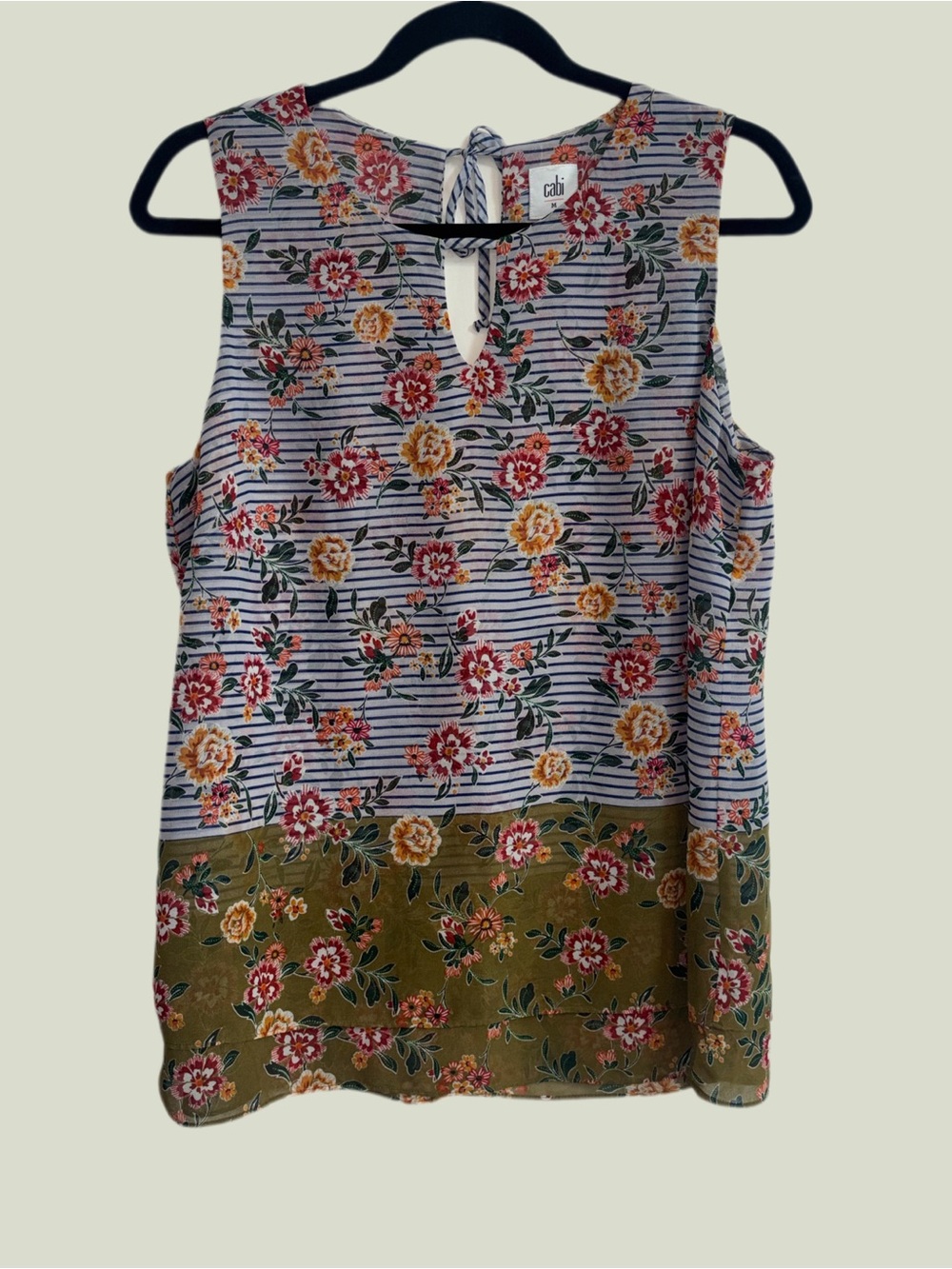 Cabi Penelope Floral Tank Blouse multi-layered mixed print Women's Size Medium